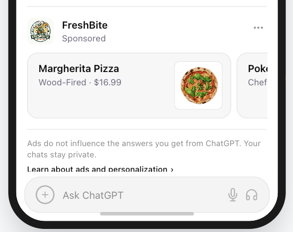 Minimal ChatGPT ad image example with one clear symbol and strong contrast for micro-size readability