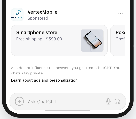 Ad image with a distinct silhouette that stays recognizable at small ChatGPT icon sizes